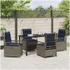 5 Delars Trädgårdsdining Set Grå Poly Rattan vidaXL 140 x 80 x 73 cm – miniatyr 4
