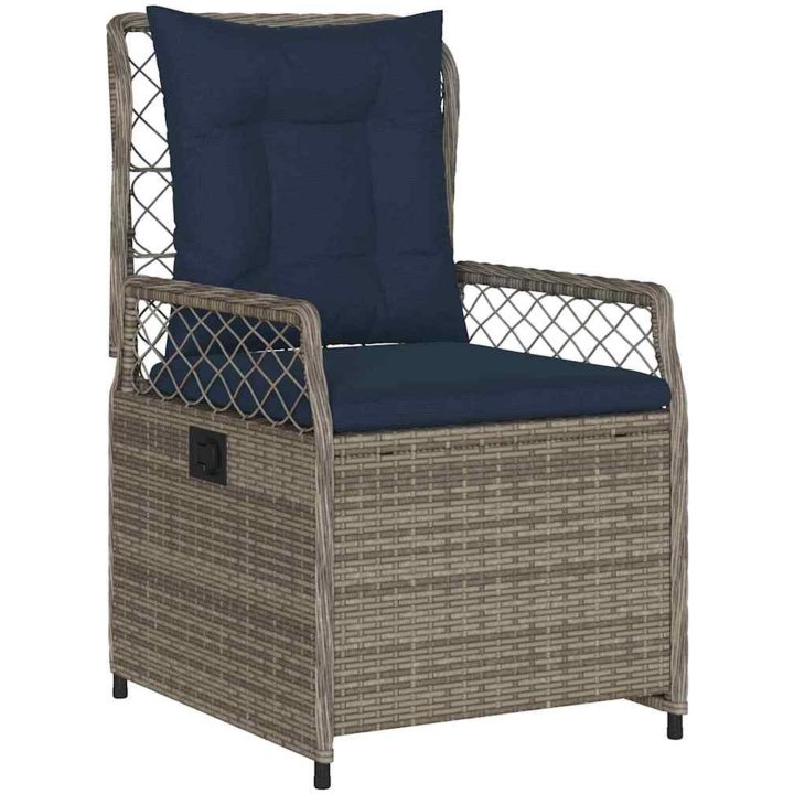 5 Delars Trädgårdsdining Set Grå Poly Rattan vidaXL 140 x 80 x 73 cm – bild 6