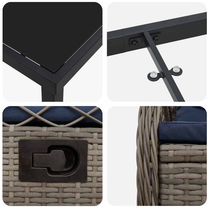 5 Delars Trädgårdsdining Set Grå Poly Rattan vidaXL 140 x 80 x 73 cm – bild 8