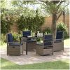 5 Delars Trädgårdsdining Set Grå Poly Rattan vidaXL 140 x 80 x 73 cm – miniatyr 1