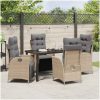 5-delars trädgårdsdining set i beige poly-rattan vidaXL 140 x 70 x 73 cm – miniatyr 4