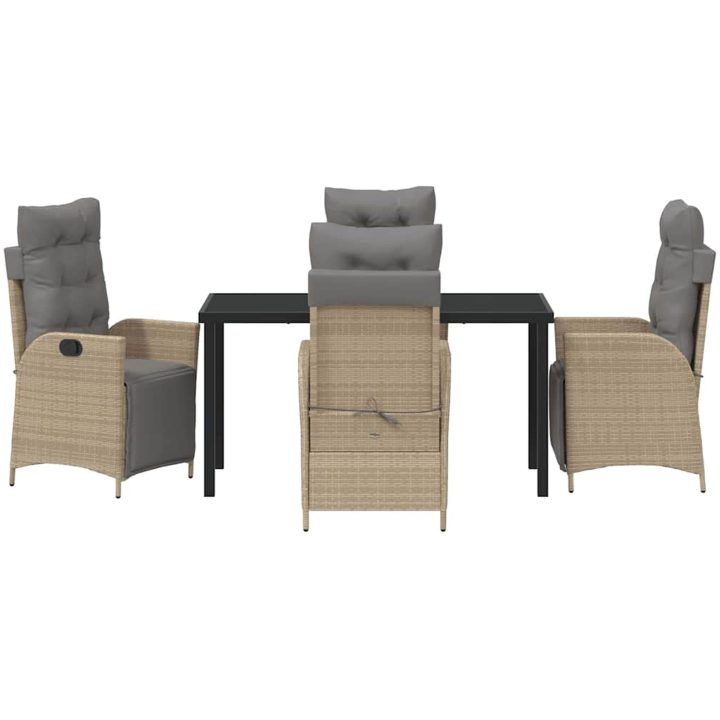 5-delars trädgårdsdining set i beige poly-rattan vidaXL 140 x 70 x 73 cm – bild 7