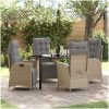 5-delars trädgårdsdining set i beige poly-rattan vidaXL 140 x 70 x 73 cm – miniatyr 1