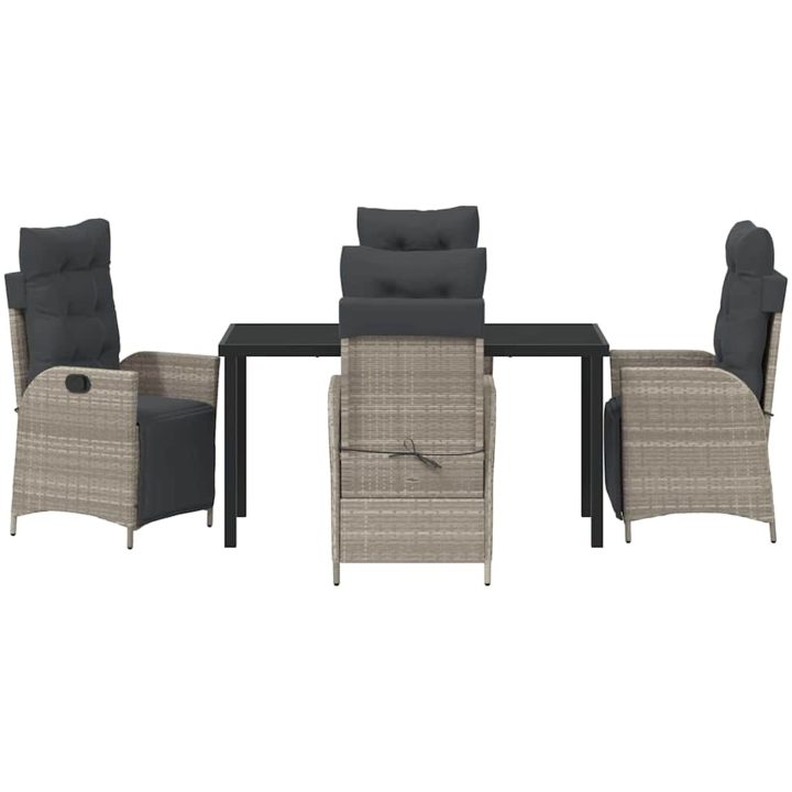 5-delars trädgårdsdining-set i ljusgrå polyrotting vidaXL 140 x 70 x 73 cm – bild 7