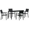 5-delars trädgårdsdining set i svart HDPE vidaXL 140 x 70 x 73 cm – miniatyr 2