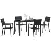 5-delars trädgårdsdining set i svart HDPE vidaXL 140 x 70 x 73 cm – miniatyr 3