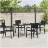 5-delars trädgårdsdining set i svart HDPE vidaXL 140 x 70 x 73 cm – miniatyr 4
