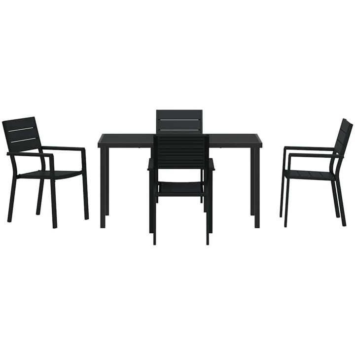 5-delars trädgårdsdining set i svart HDPE vidaXL 140 x 70 x 73 cm – bild 7
