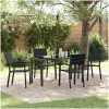 5-delars trädgårdsdining set i svart HDPE vidaXL 140 x 70 x 73 cm – miniatyr 1