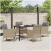 5-delars trädgårdsdining set med kuddar beige konstrotting vidaXL 140 x 70 x 73 cm – miniatyr 4