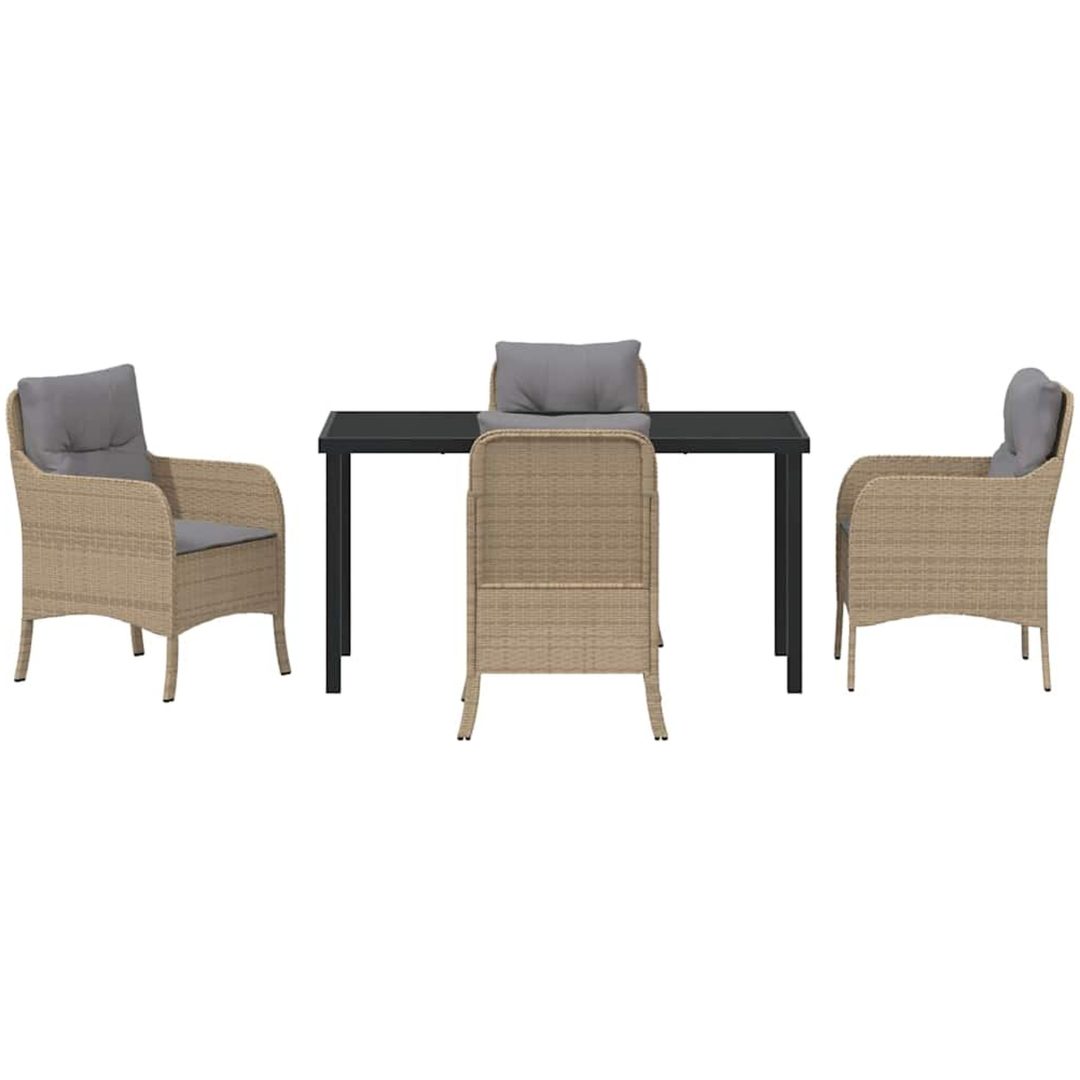 5-delars trädgårdsdining set med kuddar beige konstrotting vidaXL 140 x 70 x 73 cm – bild 7