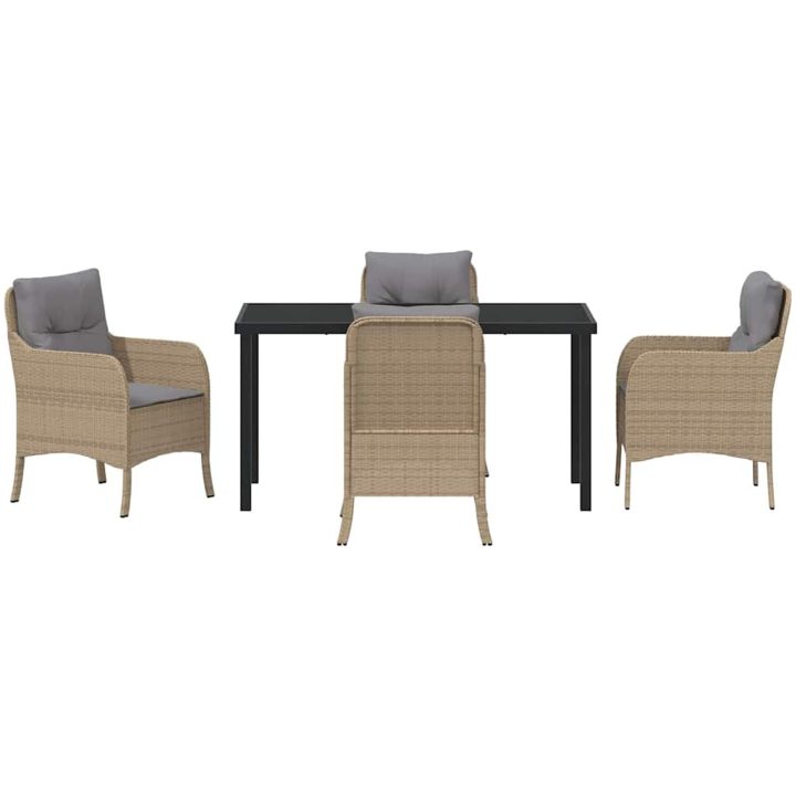 5-delars trädgårdsdining set med kuddar beige konstrotting vidaXL 140 x 70 x 73 cm – bild 7