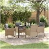 5-delars trädgårdsdining set med kuddar beige konstrotting vidaXL 140 x 70 x 73 cm – miniatyr 1