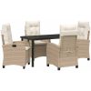 5 Delars Trädgårdsdining Set med Kuddar - Beige Poly Rattan vidaXL 4 - Sits – miniatyr 2