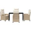 5 Delars Trädgårdsdining Set med Kuddar - Beige Poly Rattan vidaXL 4 - Sits – miniatyr 6