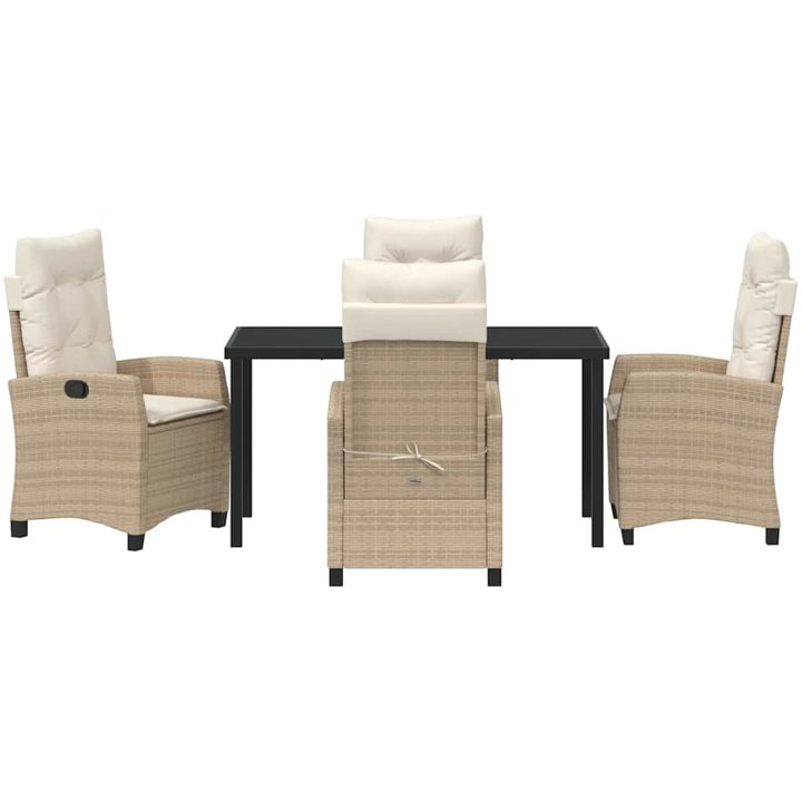 5 Delars Trädgårdsdining Set med Kuddar - Beige Poly Rattan vidaXL 4 - Sits – bild 6