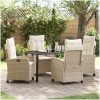 5 Delars Trädgårdsdining Set med Kuddar - Beige Poly Rattan vidaXL 4 - Sits – miniatyr 1