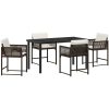 5-delars trädgårdsdining set med kuddar i brun poly rattan vidaXL 140 x 80 x 73 cm – miniatyr 2