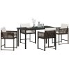 5-delars trädgårdsdining set med kuddar i brun poly rattan vidaXL 140 x 80 x 73 cm – miniatyr 3