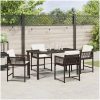 5-delars trädgårdsdining set med kuddar i brun poly rattan vidaXL 140 x 80 x 73 cm – miniatyr 4