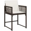 5-delars trädgårdsdining set med kuddar i brun poly rattan vidaXL 140 x 80 x 73 cm – miniatyr 6