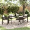 5-delars trädgårdsdining set med kuddar i brun poly rattan vidaXL 140 x 80 x 73 cm – miniatyr 1