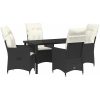 5-delars trädgårdsdining set med kuddar, svart poly-rattan vidaXL 140 x 70 x 73 cm – miniatyr 2