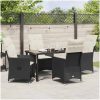 5-delars trädgårdsdining set med kuddar, svart poly-rattan vidaXL 140 x 70 x 73 cm – miniatyr 4
