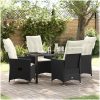 5-delars trädgårdsdining set med kuddar, svart poly-rattan vidaXL 140 x 70 x 73 cm – miniatyr 1