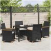 5-delars trädgårdsdining set med kuddar, svart poly rattan. vidaXL 140 x 80 x 73 cm – miniatyr 4