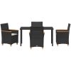 5-delars trädgårdsdining set med kuddar, svart poly rattan. vidaXL 140 x 80 x 73 cm – miniatyr 7