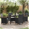 5-delars trädgårdsdining set med kuddar, svart poly rattan. vidaXL 140 x 80 x 73 cm – miniatyr 1