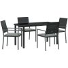 5 Delars Trädgårdsdining Set med Kuddar Svart Poly Rottning vidaXL 54x62.5x89 cm – miniatyr 2