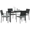 5 Delars Trädgårdsdining Set med Kuddar Svart Poly Rottning vidaXL 54x62.5x89 cm – miniatyr 3