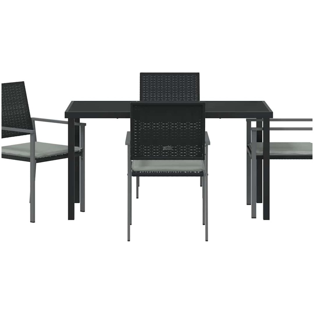 5 Delars Trädgårdsdining Set med Kuddar Svart Poly Rottning vidaXL 54x62.5x89 cm – bild 6