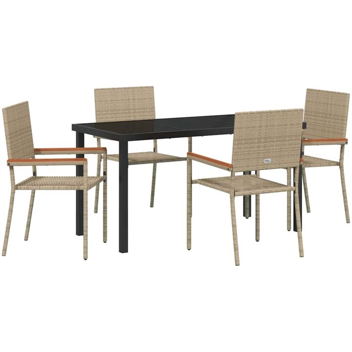 5-delars trädgårdsgrupp i beige poly-rattan vidaXL 140 x 70 x 73 cm – bild 2