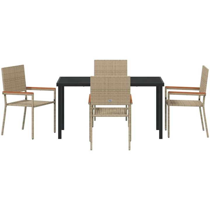 5-delars trädgårdsgrupp i beige poly-rattan vidaXL 140 x 70 x 73 cm – bild 6