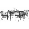 5-delars trädgårdsgrupp med kuddar, svart poly rattan vidaXL 140 x 80 x 73 cm – miniatyr 3