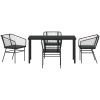 5-delars trädgårdsgrupp med kuddar, svart poly rattan vidaXL 140 x 80 x 73 cm – miniatyr 7