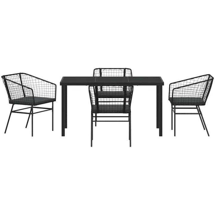 5-delars trädgårdsgrupp med kuddar, svart poly rattan vidaXL 140 x 80 x 73 cm – bild 7