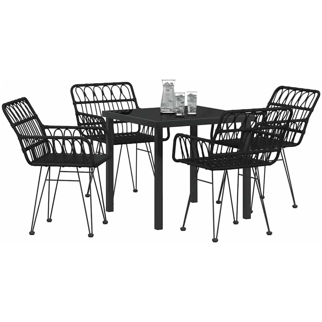 5 Delars Trädgårdsgrupp Svart Poly Rattan vidaXL 80 x 80 x 73 cm – bild 3