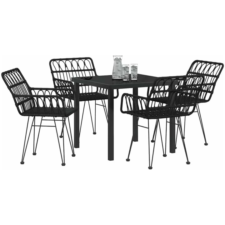 5 Delars Trädgårdsgrupp Svart Poly Rattan vidaXL 80 x 80 x 73 cm – bild 3