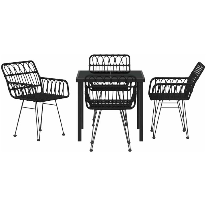 5 Delars Trädgårdsgrupp Svart Poly Rattan vidaXL 80 x 80 x 73 cm – bild 5