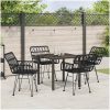 5 Delars Trädgårdsgrupp Svart Poly Rattan vidaXL 80 x 80 x 73 cm – miniatyr 1