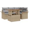 5-delars trädgårdsmatbord med dynor i beige poly rattan och akacia vidaXL 100 x 55 x 73 cm – miniatyr 2