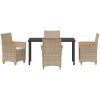 5-delars trädgårdsmatbord med kuddar, beige, poly rattan vidaXL 140 x 80 x 73 cm – miniatyr 7