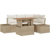 5-delars trädgårdsmatbord med kuddar i beige poly rattank och akacia vidaXL 100 x 55 x 73 cm – miniatyr 2