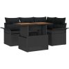 5 Delars Trädgårdsmatbord med Kuddar - Svart Poly Rattan och Akacia vidaXL 100 x 55 x 73 cm – miniatyr 2