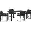 5 delars trädgårdsmatbord med kuddar, svart polyrotting vidaXL 140 x 80 x 73 cm – miniatyr 2