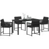 5 delars trädgårdsmatbord med kuddar, svart polyrotting vidaXL 140 x 80 x 73 cm – miniatyr 3